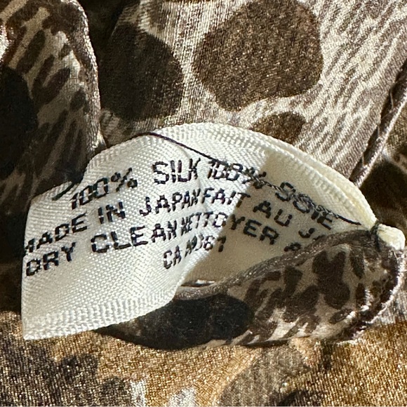 Anne Klein Brown Silk Animal Print Paisley Scarf - Picture 8 of 9